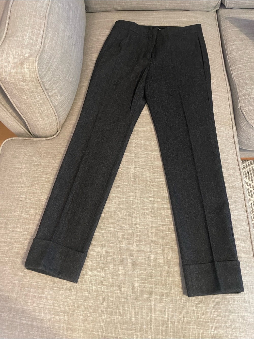Emporio Armani tapered cropped gray wool pants w/ cuff IT size 40, US XS, NWOT